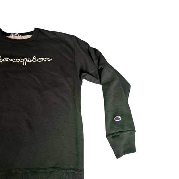 Champion Crewneck Sweatshirt XL Black Fleece Pullover Logo Athletic Fit Vintage - Picture 3 of 8